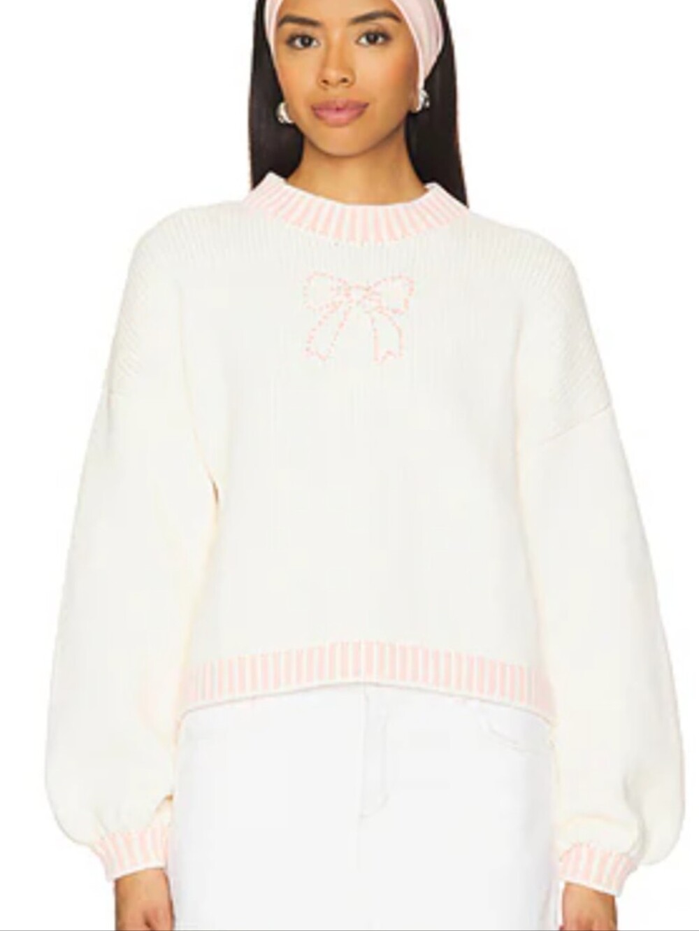 Majorelle Rory Bow Sweater in Ivory Multi Size XS